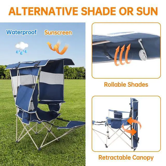 Alt view image 5 of 7 - Chair with Canopy, Chairs with Shades, Folding Chair with Canopy + Chair with Canopy, Chairs with Shades, Folding Chair with Canopy, Umbrella Chair