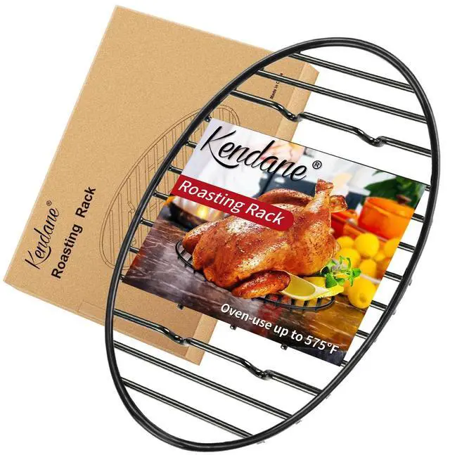 Main image of Roasting Rack with Integrated Feet, Cooling Drying Rack Kitchen Rack With Enameled Coating, PTFE Free, Great for Cooking, Roasting, Drying, Grilling, 12inch*8.5inch by