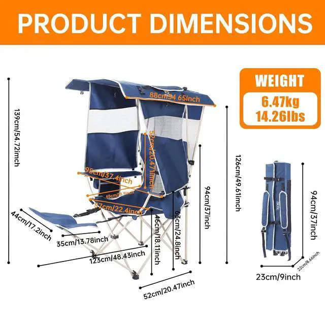 Alt view image 2 of 7 - Collapsible Wagons Carts Foldable, Foldable Wagons, Wagon with Canopy + Chair with Shade, Chair with Canopy, Sports Chairs, Folding Chairs for Outside with Canopy