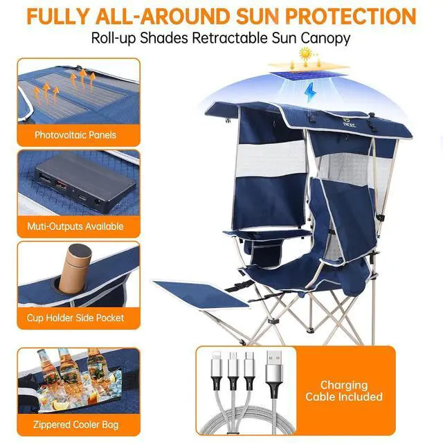 Alt view image 3 of 7 - Collapsible Wagons Carts Foldable, Foldable Wagons, Wagon with Canopy + Chair with Shade, Chair with Canopy, Sports Chairs, Folding Chairs for Outside with Canopy