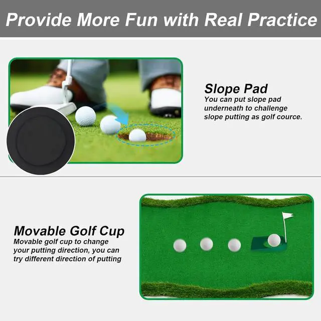 Alt view image 2 of 7 - Putting Green Indoor, Putting Green, Golf Simulators for Home, Golf Putting Mat, Putting Mat Putting Green Outdoor, Challenge Putting Cup, 3 Holes, Flags, and Slope