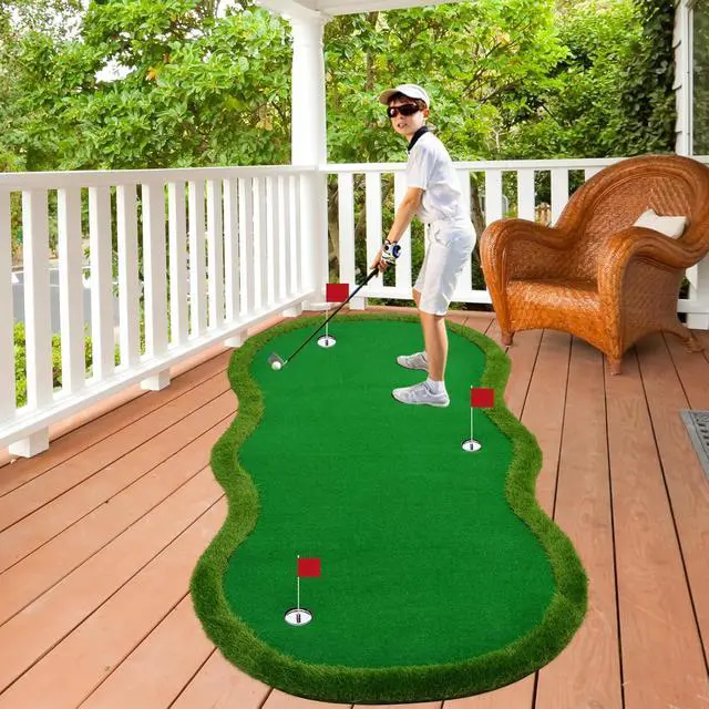 Alt view image 6 of 7 - Putting Green Indoor, Putting Green, Golf Simulators for Home, Golf Putting Mat, Putting Mat Putting Green Outdoor, Challenge Putting Cup, 3 Holes, Flags, and Slope