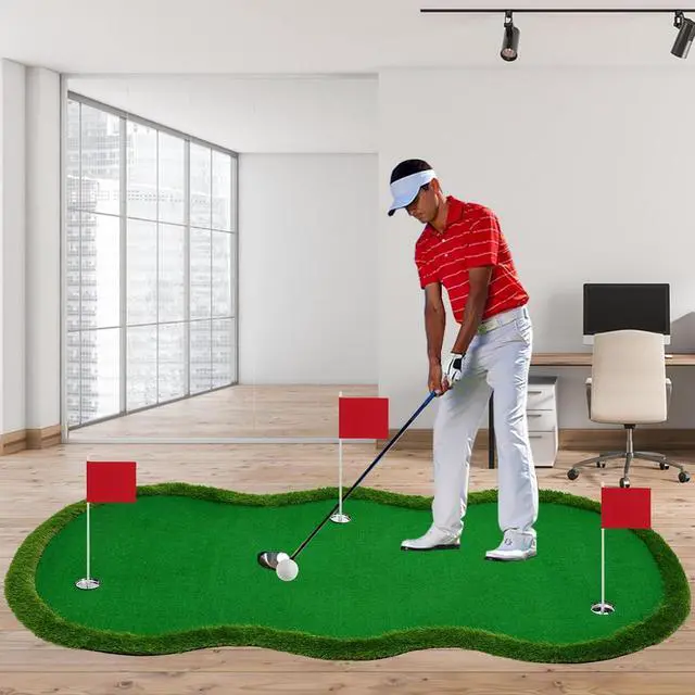 Alt view image 7 of 7 - Putting Green Indoor, Putting Green, Golf Simulators for Home, Golf Putting Mat, Putting Mat Putting Green Outdoor, Challenge Putting Cup, 3 Holes, Flags, and Slope