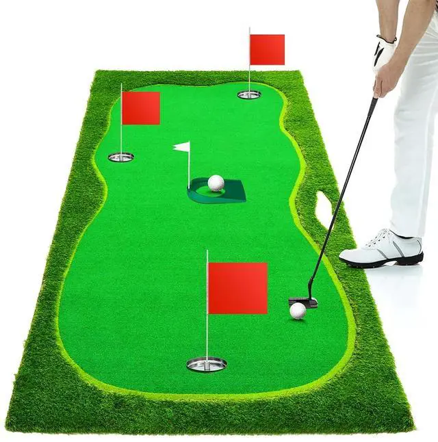 Main image of Putting Green Indoor, Putting Green, Golf Simulators for Home, Golf Putting Mat, Putting Mat Putting Green Outdoor, Challenge Putting Cup, 3 Holes, Flags, and Slope
