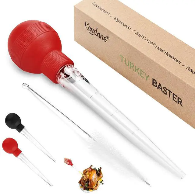 Main image of Turkey Baster With Cleaning Brush, Baster Syringe for Home Baking and Roaster Turkey, Include Detachable Food Grade Bulb with Double Scales for BBQ Grill Baking Kitchen CookingRED