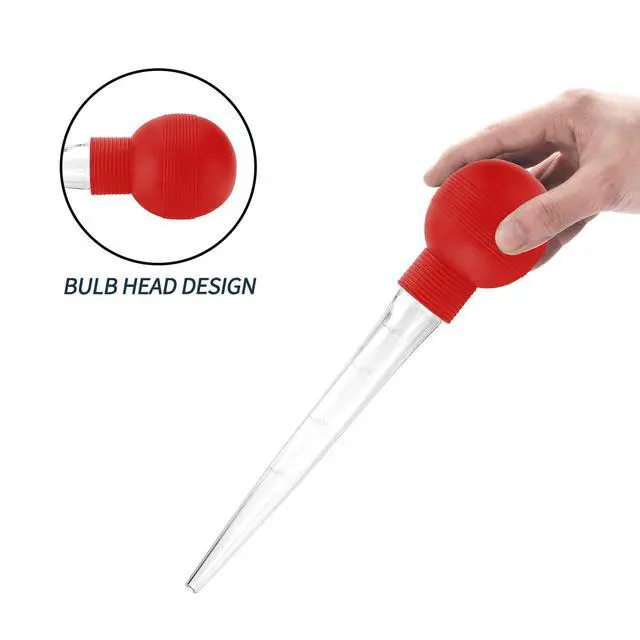 Alt view image 5 of 6 - Turkey Baster With Cleaning Brush, Baster Syringe for Home Baking and Roaster Turkey, Include Detachable Food Grade Bulb with Double Scales for BBQ Grill Baking Kitchen CookingRED