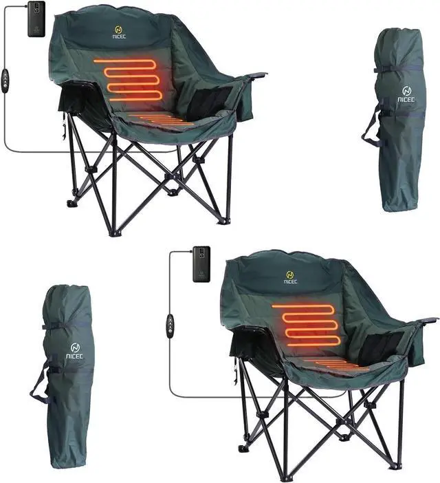Main image of Chair with Canopy, Heated Camping Chair with Battery,Removable Footrest Heated Camping Chairs with Battery, Wide&Thick, Heavy Duty 400lb, Carry Bag, Cup Holder