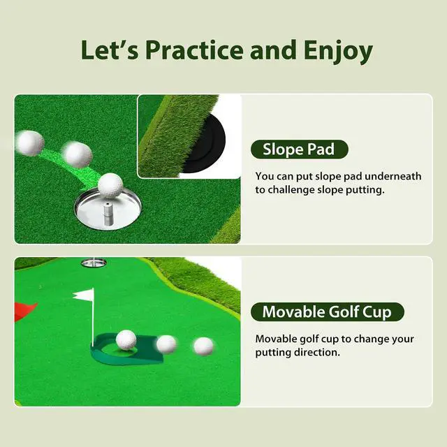Alt view image 5 of 7 - Putting Green Indoor, Putting Green, Golf Simulators for Home, Golf Putting Mat, Putting Mat Putting Green Outdoor, Challenge Putting Cup, 3 Holes, Flags, and Slope