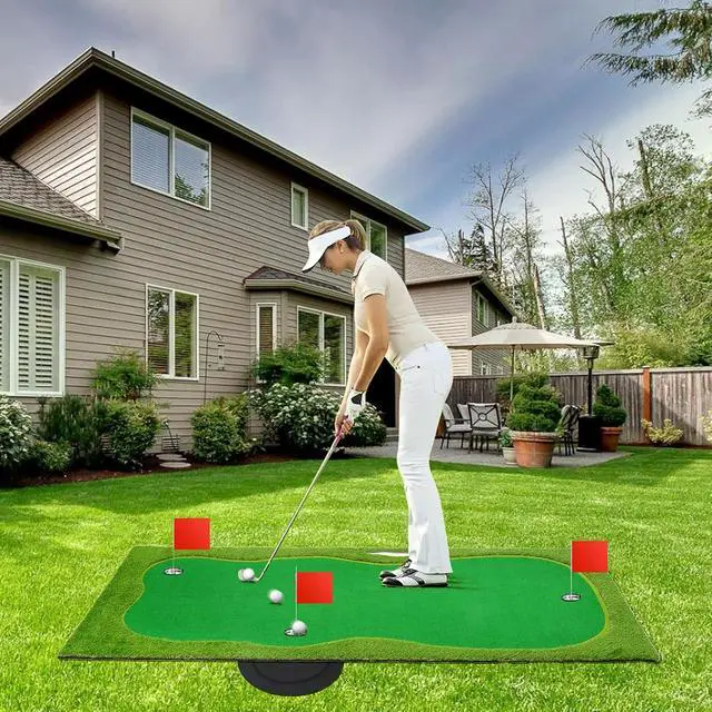Alt view image 6 of 7 - Putting Green Indoor, Putting Green, Golf Simulators for Home, Golf Putting Mat, Putting Mat Putting Green Outdoor, Challenge Putting Cup, 3 Holes, Flags, and Slope
