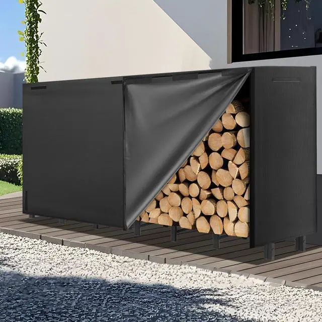 Main image of 8FT Firewood Rack Outdoor with Cover, Heavy Duty Adjustable Firewood log Storage & Holder, Wood Pile Lumber Storage Rack Stacking Outside for Courtyard Patio.