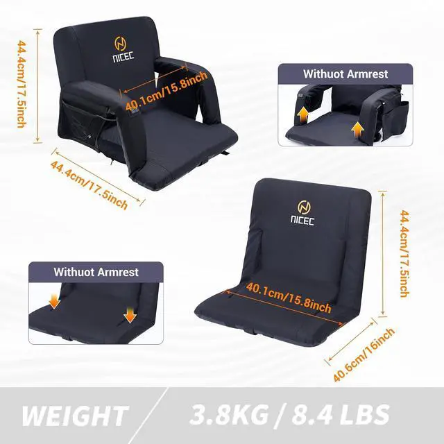 Alt view image 4 of 7 - Wagons Carts Foldable, Foldable Wagon, Collapsible Wagon with Solar Panel Canopy, Wagon Cart w/USB, Type-C&DC Outlets for Phone+Heated Massage Stadium Seats, Floor Chair, Bleacher Chairs 1-Pack