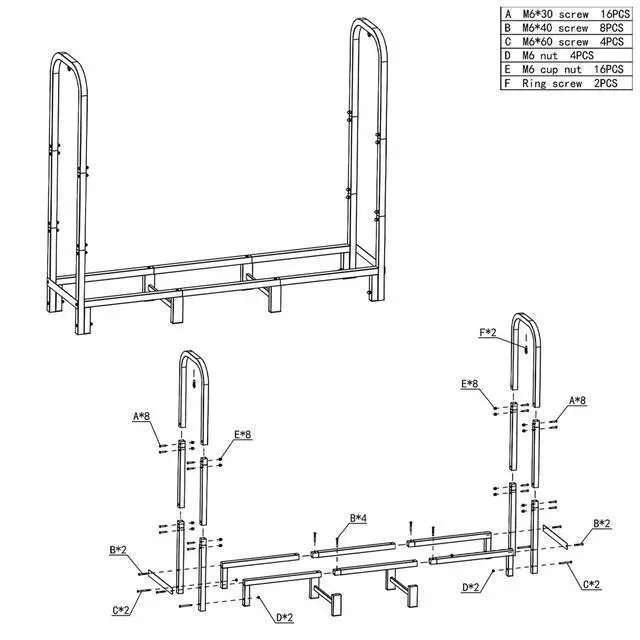 Alt view image 7 of 7 - 4FT Firewood Rack Outdoor with Cover, Heavy Duty Adjustable Firewood log Storage & Holder, Wood Pile Lumber Storage Rack Stacking Outside for Courtyard Patio.