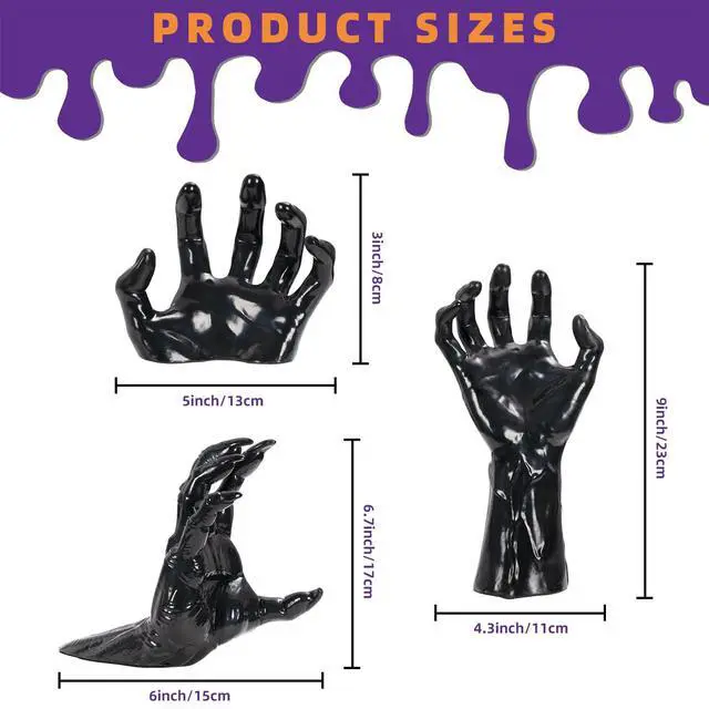 Alt view image 3 of 7 - Halloween Decorations Indoor, 3PCS Gothic Hands LED Candles Spooky Home Wall Decor