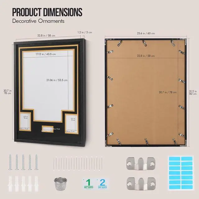 Alt view image 5 of 7 - Custom Jersey Frame Display Case with Customized Color Mat, Wall Mount DIY Jersey Frame with Photo Slots, Personalized Shirt Display Shadow Box, with Hardware Kit, Signature Display, Sports