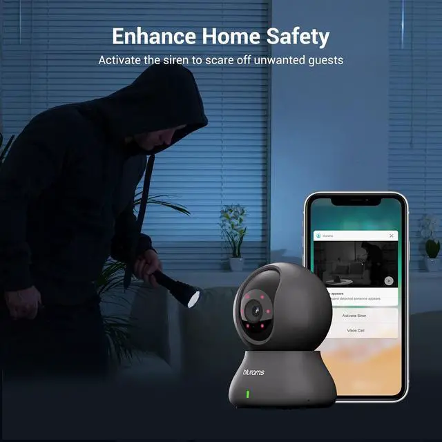 Alt view image 7 of 7 - Cameras for Home Security 3Pcs, Security Camera 2K, Indoor Camera for Home/Baby/Dog, Motion Tracking, IR Night Vision, 2-Way Audio, Siren, Compatible with Alexa & Google Assistant & IFTTT