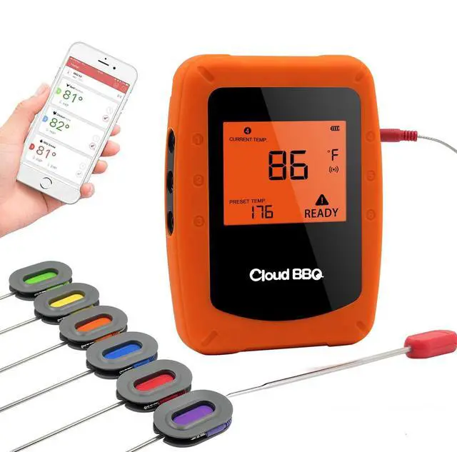 Main image of Wireless Meat Thermometer, Digital Grill Thermometer for Grilling Smart APP Control with 6 Stainless Steel Probes, Bluetooth Grill BBQ Meat Thermometer Kitchen Meat, Support iOS & Android