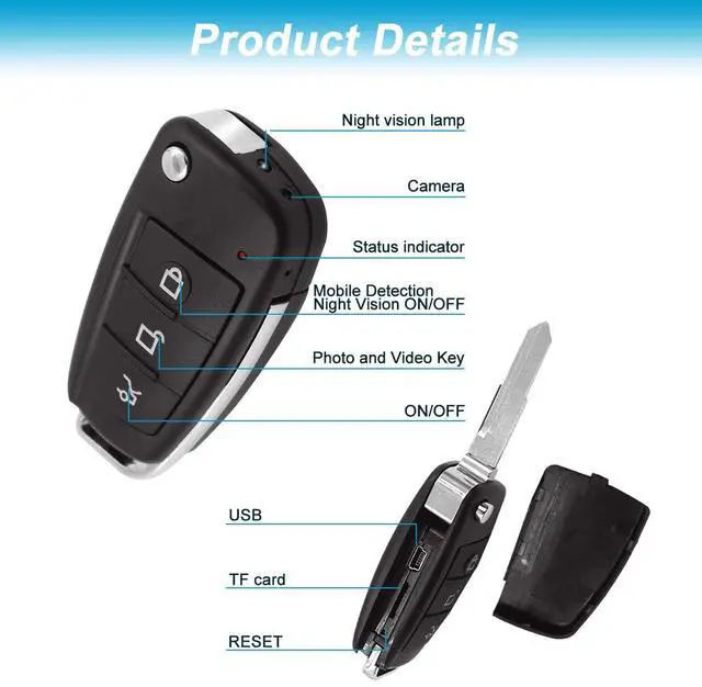 Alt view image 6 of 7 - Security Camera Hidden Camera 1080P Car Key Spy Cam Portable DVR Hidden Cam with Night Vision/Motion Detection,Mini Video Recorder Pocket Security Cameras for Indoor/Outdoor No Needed WiFi No Audio