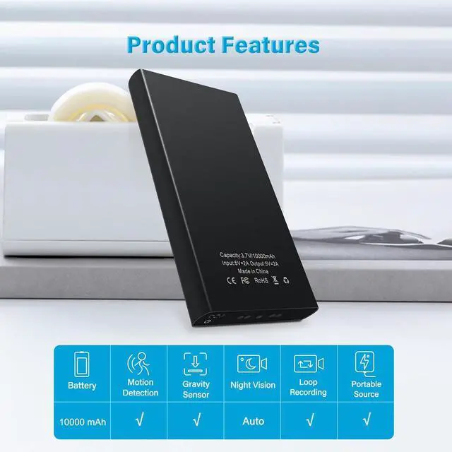 Alt view image 2 of 7 - Home Security Camera 1080P Surveillance Cameras Mini Secret Camera Portable Nanny Cam with Gravity Sensor/Motion Detection/Auto Night Vision Video Recorder for Home Office TravelNo Wifi No Sound