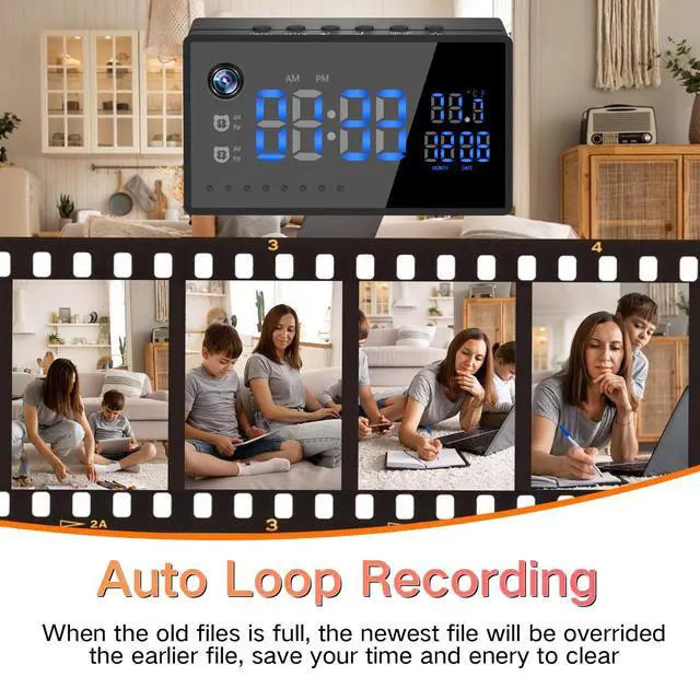 Alt view image 5 of 7 - WiFi Security Camera Hidden Camera Clock 1080P Alarm Clock Spy Camera with Motion Detection/Night Vision/120°Wide Angle,Wireless Secret Cameras Nanny Cam for Home/Office Surveillance-No Sound
