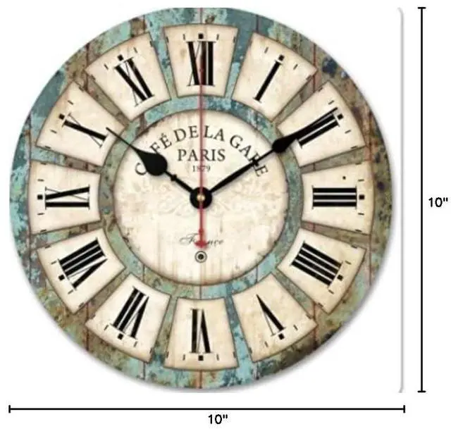 Main image of Living Room Wall Clock 10 Inch Silent Non Ticking Decorative Battery Powered Roman Numerals Stylish Easy to Read for Kitchen, Dining Room, Office