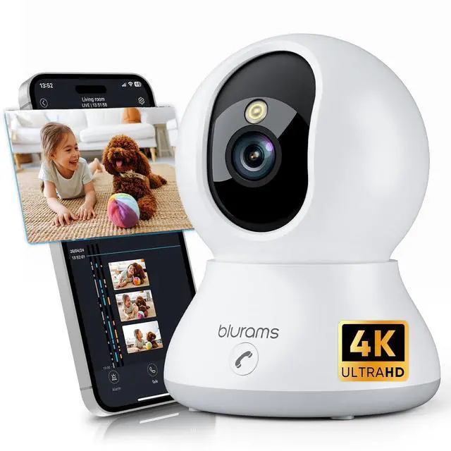 Main image of 8MP Indoor Camera, 360° PTZ Baby Monitor, Pet Camera with Phone App, One-Touch Call, Free Human/Pet/Motion/Sound/Cry Detection, Dual-Band WiFi 6, Compatible with Alexa