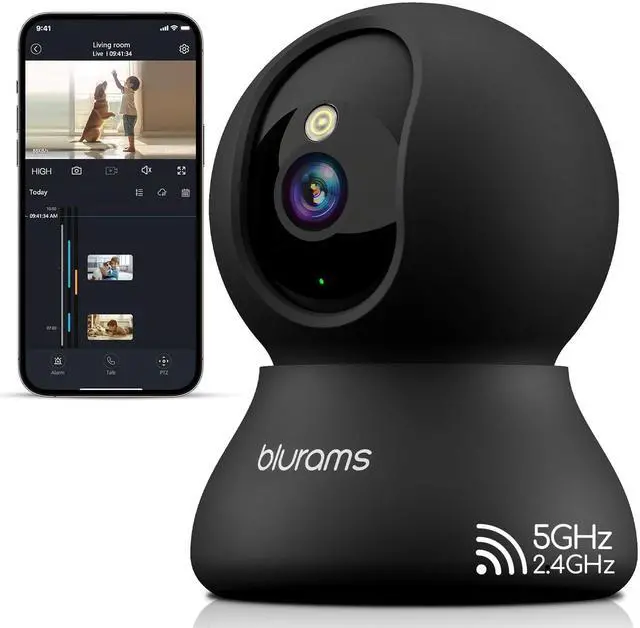 Main image of Indoor Camera, 2K Pet Camera 360° Cameras for Home Security with Phone App, Motion Tracking, 2-Way Audio, IR Night Vision, Siren, Compatible with Alexa & Google Assistant