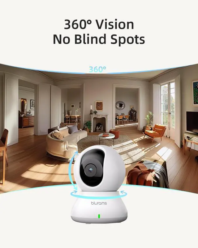 Alt view image 3 of 7 - Indoor Security Camera, 5GHz/2.4GHz Dual-Band, 2K PZT Pet Camera with Phone App, 360° Cameras for Home Security, 2-Way Audio, Motion Tracking, Night Vision, Siren, Cloud&SD