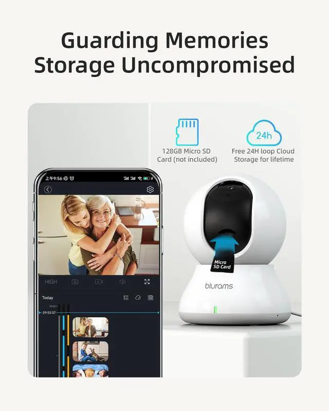 Alt view image 7 of 7 - Indoor Security Camera, 5GHz/2.4GHz Dual-Band, 2K PZT Pet Camera with Phone App, 360° Cameras for Home Security, 2-Way Audio, Motion Tracking, Night Vision, Siren, Cloud&SD