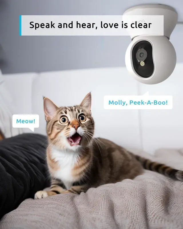 Alt view image 5 of 7 - 5G Pet Camera 2K, 360° PTZ Dog Camera with Phone App, Indoor Cameras for Home Security w/Dual-Band WiFi6, 2-Way Audio, Motion Tracking, Color/IR Night Vision, Siren, Cloud&SD