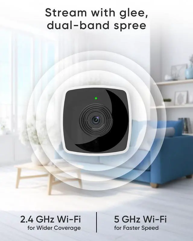 Alt view image 4 of 6 - Cameras for Home Security 5GHz, 2K Indoor Camera, Pet Camera with Phone App, AI Motion Detection, 2-Way Audio, Compatible with Alexa&Google Assistant, 4-Pack