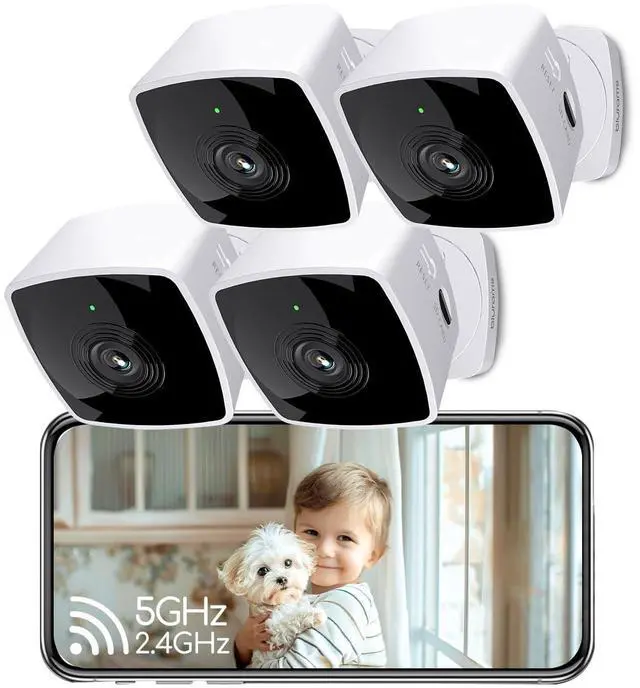 Main image of Cameras for Home Security 5GHz, 2K Indoor Camera, Pet Camera with Phone App, AI Motion Detection, 2-Way Audio, Compatible with Alexa&Google Assistant, 4-Pack