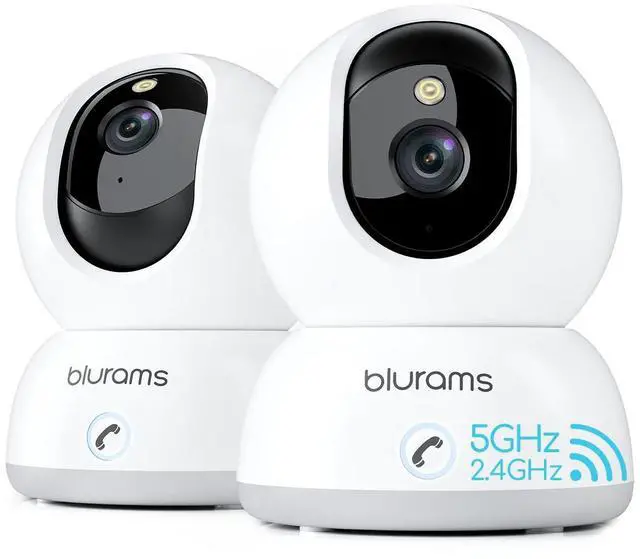 Main image of 5G Indoor Camera, 2K Nanny Cam, 360° PTZ Pet Camera with Phone App, One-Touch Call, Color/IR Night Vision, Dual-Band Wi-Fi, Motion Tracking, Compatible with Alexa(2Pack)