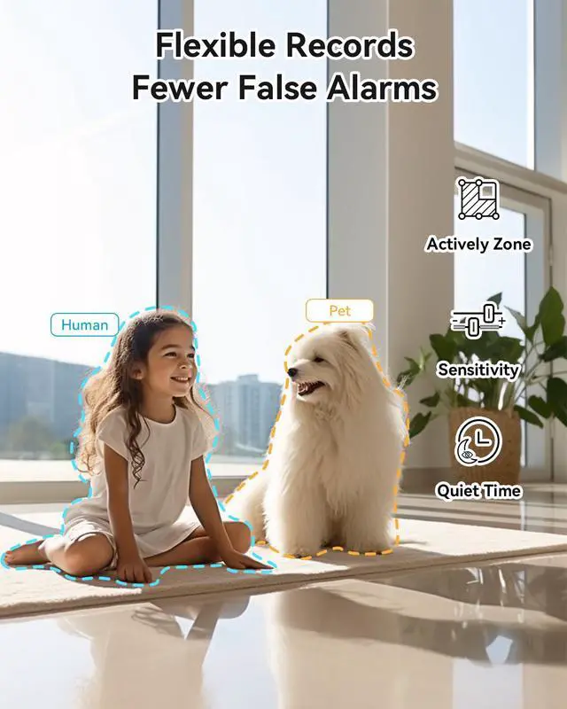Alt view image 4 of 7 - 5G Indoor Camera, 2K Nanny Cam, 360° PTZ Pet Camera with Phone App, One-Touch Call, Color/IR Night Vision, Dual-Band Wi-Fi, Motion Tracking, Compatible with Alexa(2Pack)