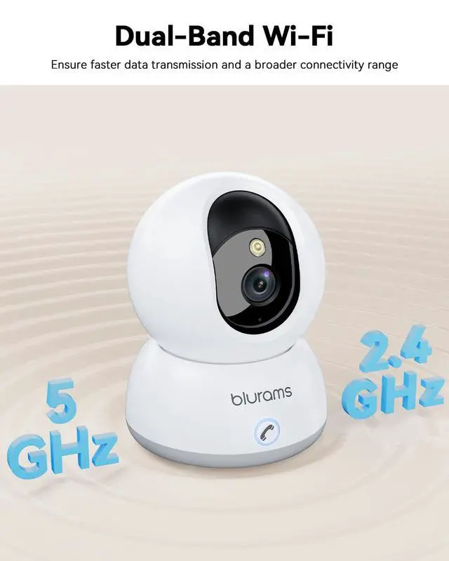 Alt view image 7 of 7 - 5G Indoor Camera, 2K Nanny Cam, 360° PTZ Pet Camera with Phone App, One-Touch Call, Color/IR Night Vision, Dual-Band Wi-Fi, Motion Tracking, Compatible with Alexa(2Pack)