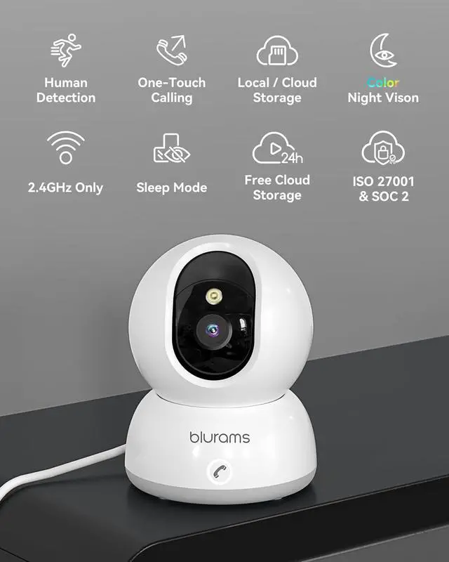Alt view image 2 of 6 - Pet Camera,2K Security Camera Indoor,Dog Camera with Phone App,Home Camera for Baby with One-Touch Call,Color Night Vision,2-Way Audio,AI Motion Detection(2.4GHz ONLY) (A31C + 64GB SD Card)