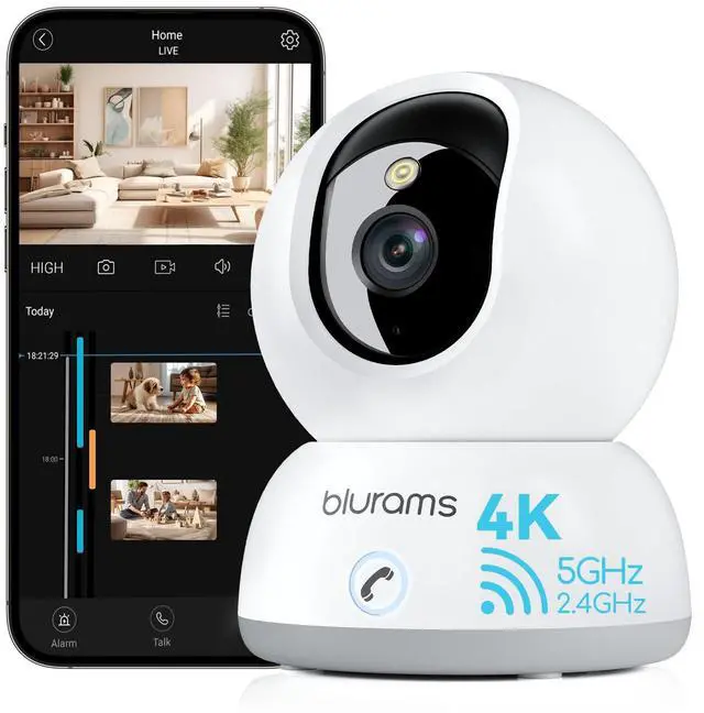 Main image of Cameras for Home Security, 2K Pet Camera with Phone App, 360° PTZ Indoor Cameras, 2-Way Talk, Motion Tracking, Color/IR Night Vision, Compatible with Alexa, 8MP, Wi-Fi 6