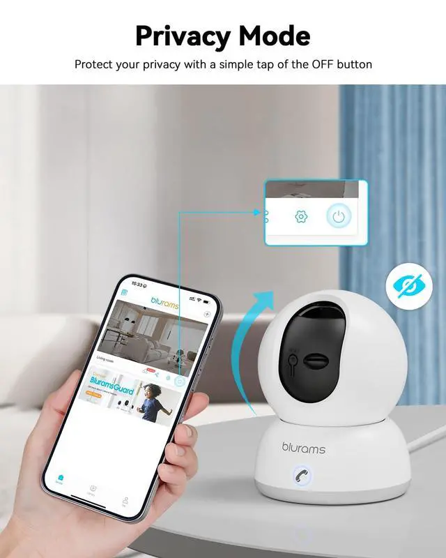 Alt view image 7 of 7 - Cameras for Home Security, 2K Pet Camera with Phone App, 360° PTZ Indoor Cameras, 2-Way Talk, Motion Tracking, Color/IR Night Vision, Compatible with Alexa, 8MP, Wi-Fi 6
