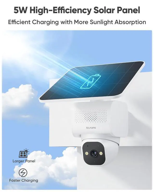 Alt view image 7 of 7 - 4K Ultra HD Security Cameras Wireless Outdoor, Outdoor Camera w/5W Solar Powered, AOV 24/7 Recording with SD, AI Motion Tracking, 2.4/5GHz WiFi 6, Color Night Vision