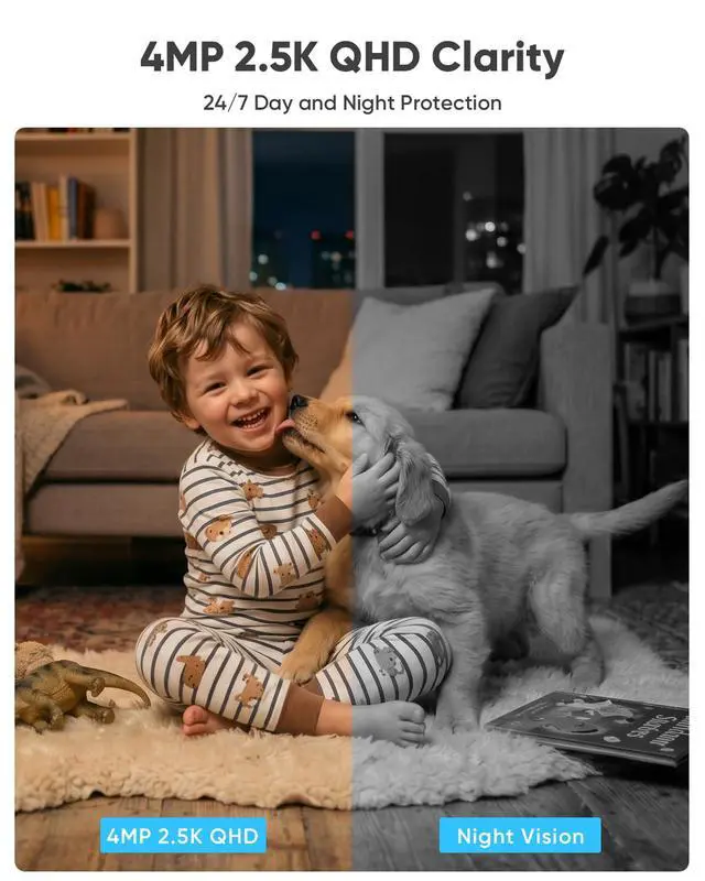 Alt view image 4 of 7 - 4MP Cameras for Home Security, 360° PTZ Pet Indoor Camera with Phone App, One-Touch Call, Dual-Band WiFi 6, Free Human/Pet/Motion/Sound/Cry Detection, Compatible with Alexa