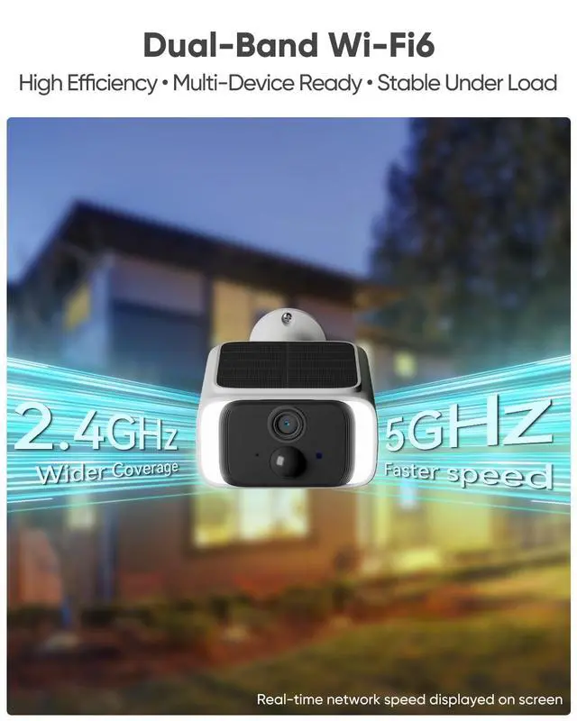 Alt view image 3 of 7 - 4MP Solar Security Camera, Wireless Security Camera Outdoor with Integrated Solar Panel, Night Vision, Dual-Band WiFi 6, Human Detection, Night Vision, Compatible with Alexa, 2Pack