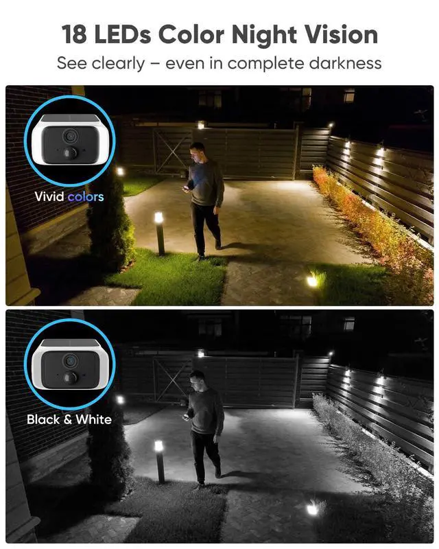 Alt view image 5 of 7 - 4MP Solar Security Camera, Wireless Security Camera Outdoor with Integrated Solar Panel, Night Vision, Dual-Band WiFi 6, Human Detection, Night Vision, Compatible with Alexa, 2Pack