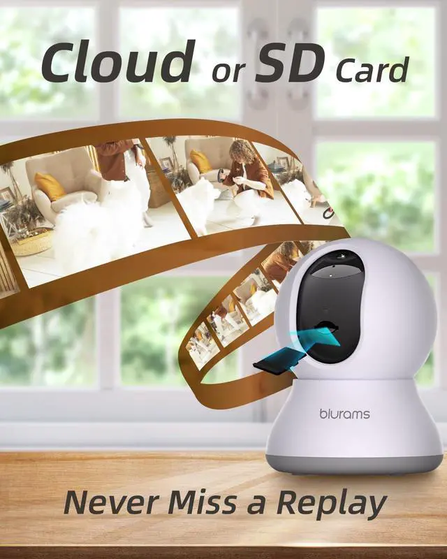 Alt view image 6 of 7 - Pet Camera 2K, Dog Camera with Phone App, 360° PTZ Indoor Cameras for Home Security Indoor, Color Night Vision, 2-Way Talk, Motion Detection&Tracking, Cloud&SD