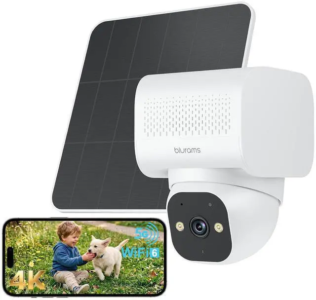 Main image of 4K Ultra HD Solar Security Cameras Wireless Outdoor, Outdoor Camera w/Dual-Mode Solar Panel, AOV 24/7 Recording with SD, 2.4/5GHz WiFi 6