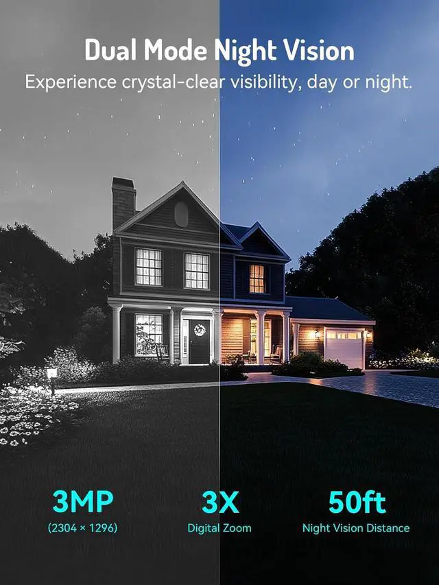 Alt view image 7 of 7 - 2K Solar Outdoor Camera Wireless, 360° PTZ Security Cameras Wireless Outdoor with Human Auto Tracking, R/Color Night Vision, Battery Powered, Compatible with Alexa, 2.4GHz Only, 4Pack