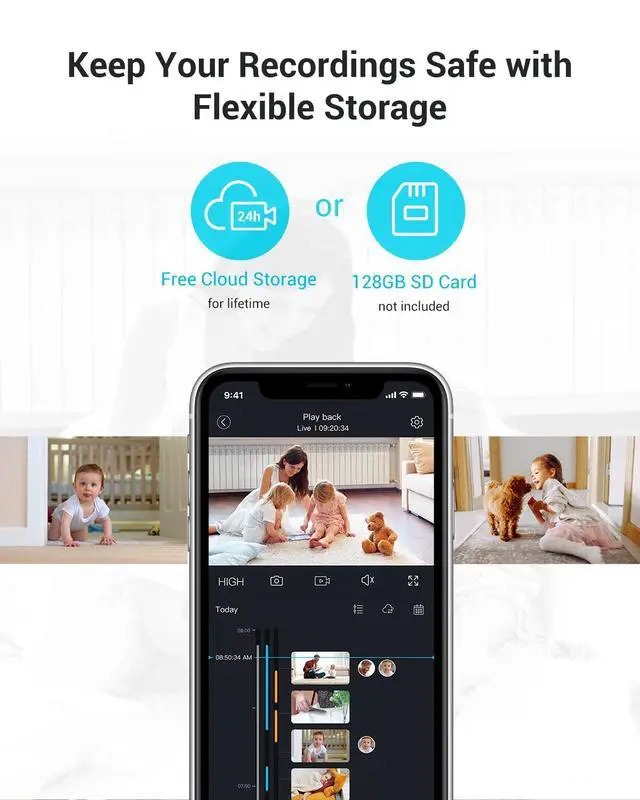 Alt view image 7 of 7 - 5G Indoor Cameras for Home Security, 2K Pet Camera with Phone App, 360° PTZ Home Cam w/Dual-Band WiFi6, 2-Way Talk, Free Human/Sound Detection, Motion Tracking, Night Vision, Works with Alexa