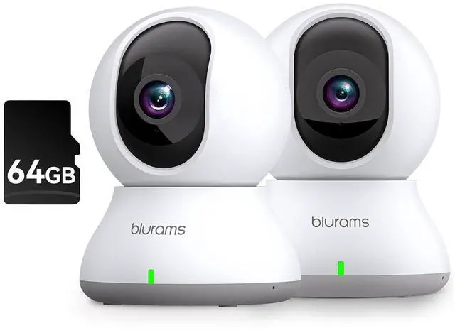 Main image of Indoor Camera Bundle Set with ONE 64GB SD Card for Home Security w/Motion Tracking, Phone App, 2-Way Audio, IR Night Vision, Siren, Compatible with Alexa