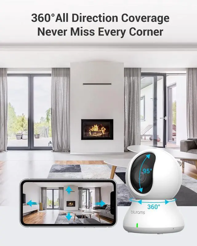 Alt view image 3 of 7 - Indoor Camera Bundle Set with ONE 64GB SD Card for Home Security w/Motion Tracking, Phone App, 2-Way Audio, IR Night Vision, Siren, Compatible with Alexa