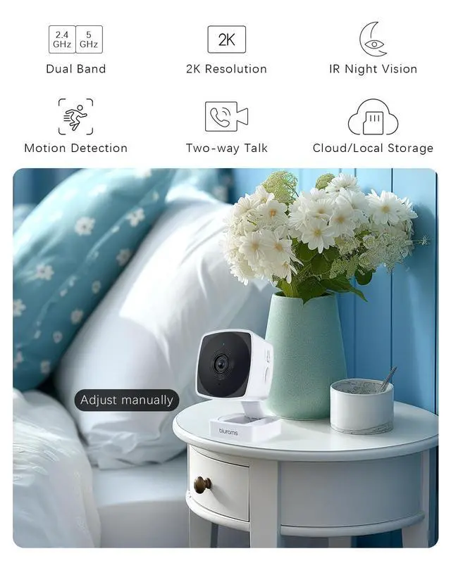 Alt view image 4 of 7 - Window Cameras for Home Security 5G&2.4G, 2K Security Camera Indoor, Pet Camera with Phone App, Indoor Camera w/AI Motion Detection, Compatible with Alexa, 2Pack