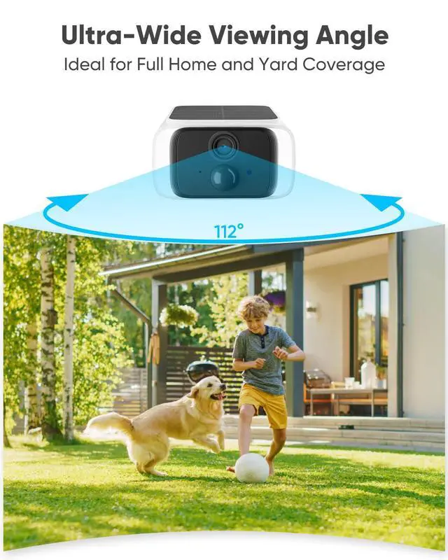 Alt view image 3 of 7 - 4MP Outdoor Camera with Integrated Solar Panel, Wireless Security Camera Outdoor with Dual-Band WiFi6, Human Detection, Night Vision, Compatible with Alexa