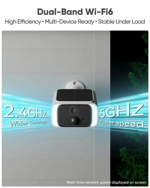 Alt view image 4 of 7 - 4MP Outdoor Camera with Integrated Solar Panel, Wireless Security Camera Outdoor with Dual-Band WiFi6, Human Detection, Night Vision, Compatible with Alexa